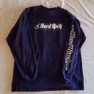 Hard Rock Cafe Cleveland Men's XL Long Sleeve Blue T-Shirt